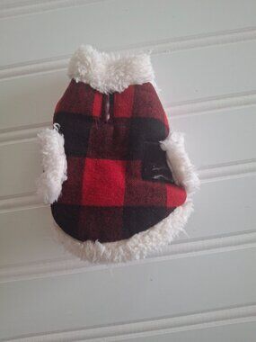 Humane Society Buffalo Plaid Dog Coat Jacket Sherpa Cabincore Pet Winter Warm